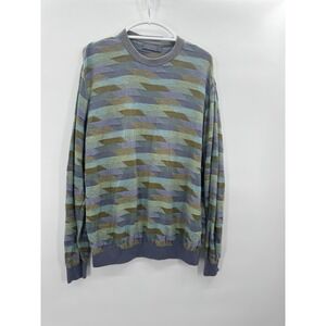 VTG Retro Classic Mens 3D Sweater M Crewneck Pastels Cosby Multicolor Geometric